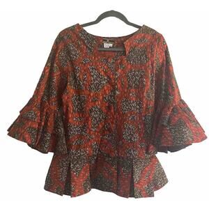 African Experience - Women's Bell Sleeve/Blouse Structured Size 12 - Button Up